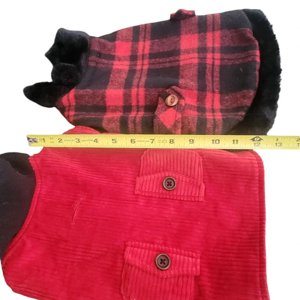 2 Dog Warm Fall Winter‎ Coats or Sweaters Plaid and Corduroy Size Medium